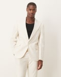 [ASOS DESIGN] ASOS DESIGN skinny suit jacket with linen in cream-White Chest 36 Short CREAM