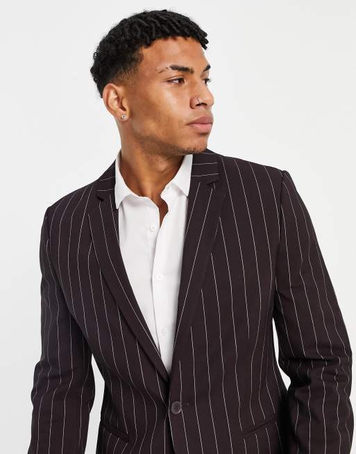 Mens striped suit clearance jacket