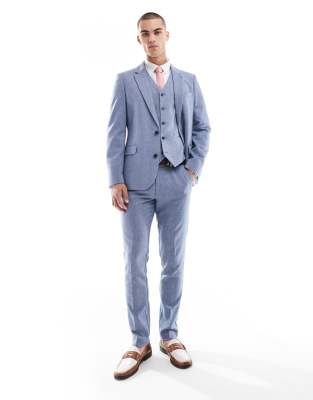 skinny suit jacket with wool in blue