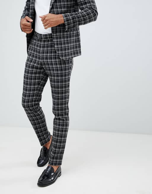 ASOS DESIGN skinny suit pants in black and white grid check ASOS