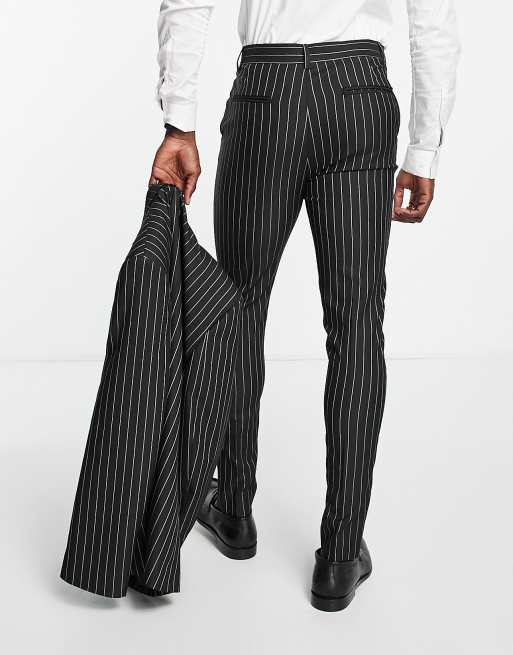 Black white cheap pinstripe pants