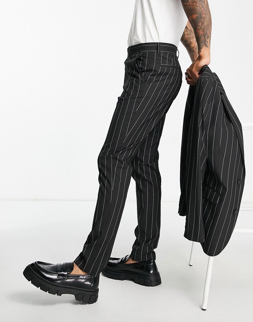 Asos Design Skinny Suit Pants In Black Stripe