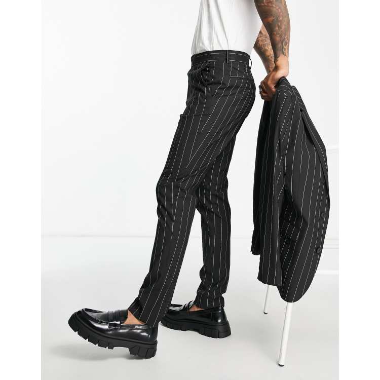 ASOS DESIGN skinny suit pants in black stripe