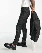 ASOS DESIGN super skinny suit pants in dark green and black tartan