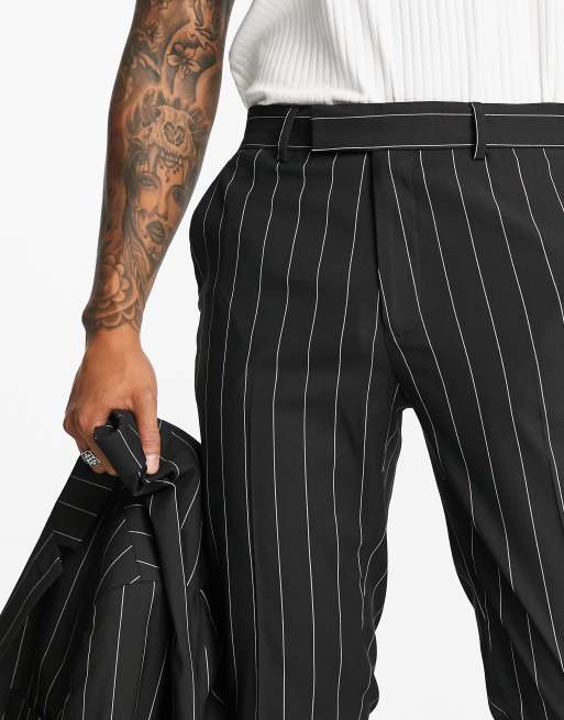 ASOS DESIGN skinny tuxedo pants in black