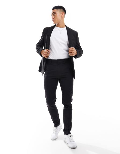 ASOS DESIGN skinny suit pants in charcoal