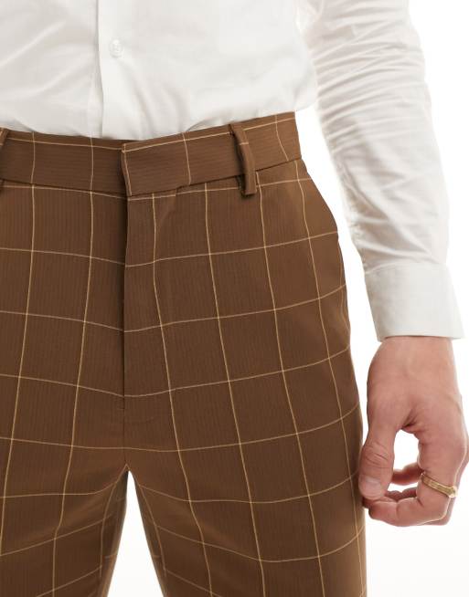 princess polly baby blue dress Prestige Men's Gold/Brown Plaid Dress Pants – Gold 7 main image 1