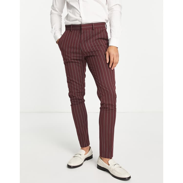 Burgundy and white store striped pants