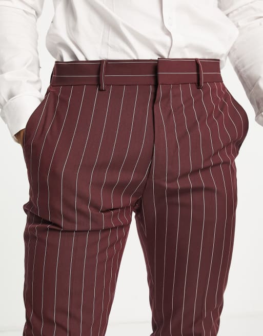 Maroon on sale striped pants