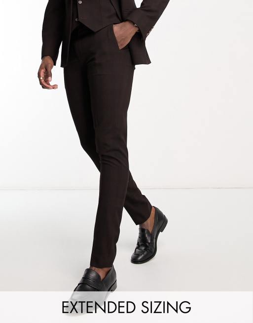 ASOS DESIGN skinny suit pants in burgundy plaid 