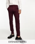 ASOS DESIGN skinny suit pants in burgundy-Red