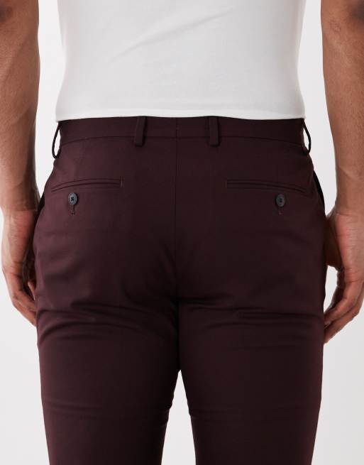 ASOS DESIGN skinny suit pants in burgundy, 5 of 5