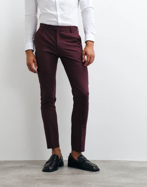 ASOS DESIGN skinny suit pants in burgundy, 2 of 5
