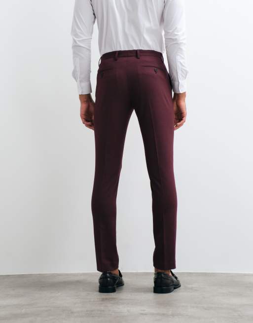 ASOS DESIGN skinny suit pants in burgundy, 5 of 5