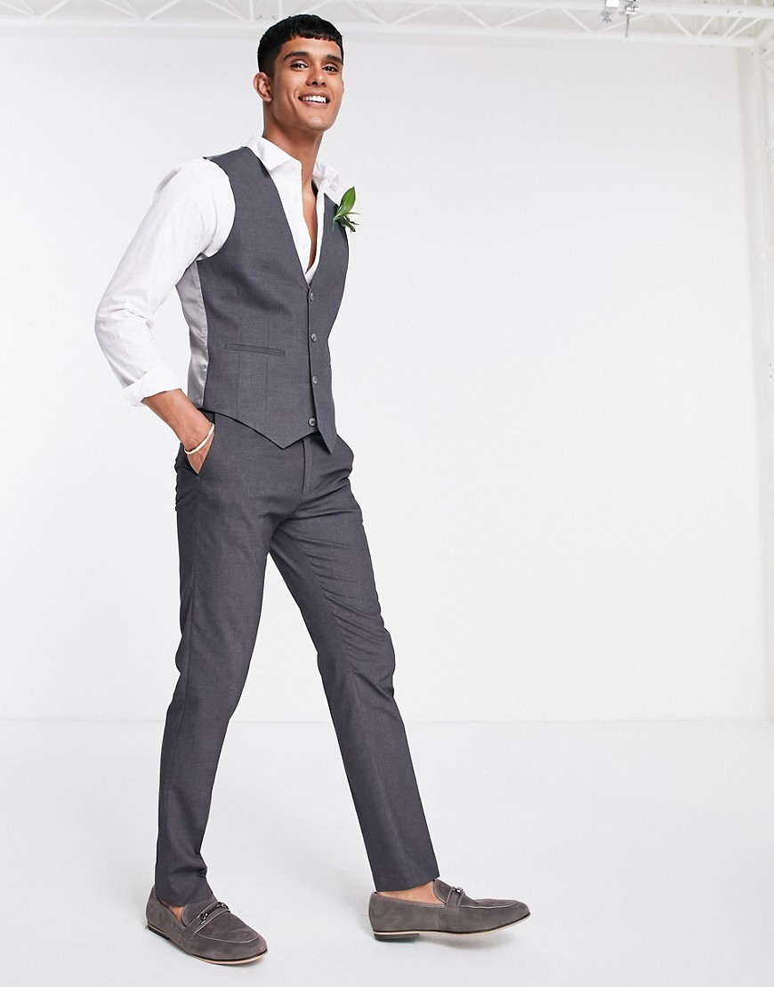 ASOS DESIGN skinny suit pants in charcoal-Grey