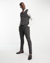 ASOS DESIGN skinny smart oxford suit pants in charcoal