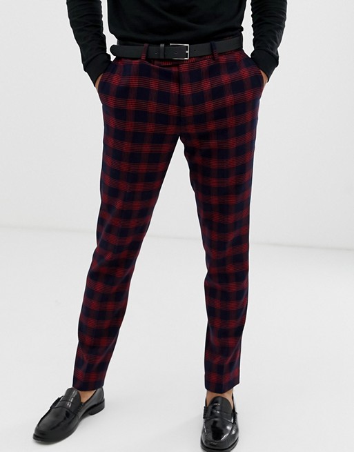 ASOS DESIGN skinny suit pants in check waffle texture | ASOS