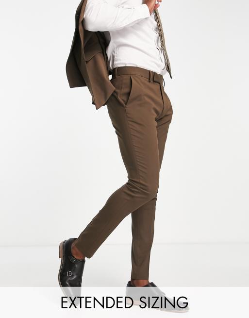 ASOS DESIGN skinny suit pants in chocolate brown 