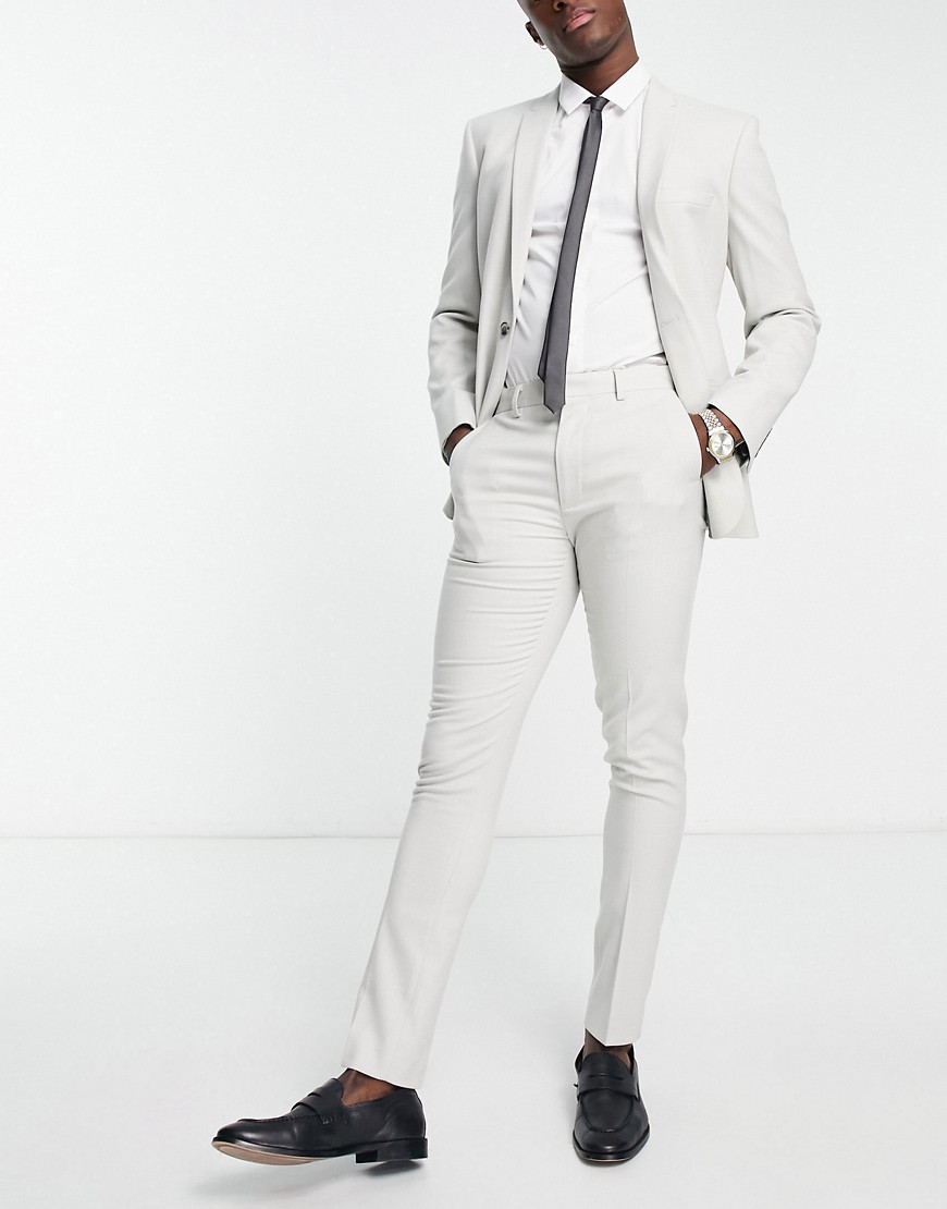 Asos Design Skinny Suit Pants In Crosshatch In Ice Gray