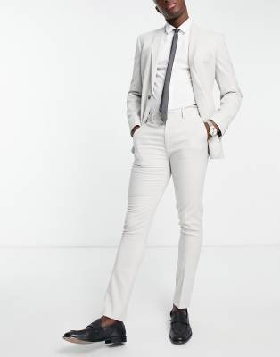 ASOS DESIGN skinny suit pants in crosshatch in ice grey