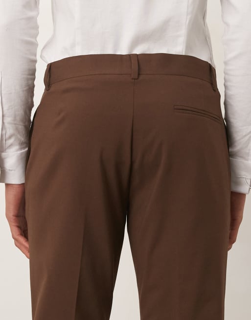 ASOS DESIGN skinny suit pants in dark brown
