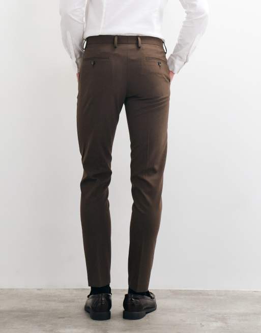 ASOS DESIGN skinny suit pants in dark brown, 4 of 5