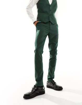 ASOS DESIGN SKINNY SUIT PANTS IN DARK GREEN