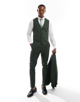 skinny suit pants in dark green