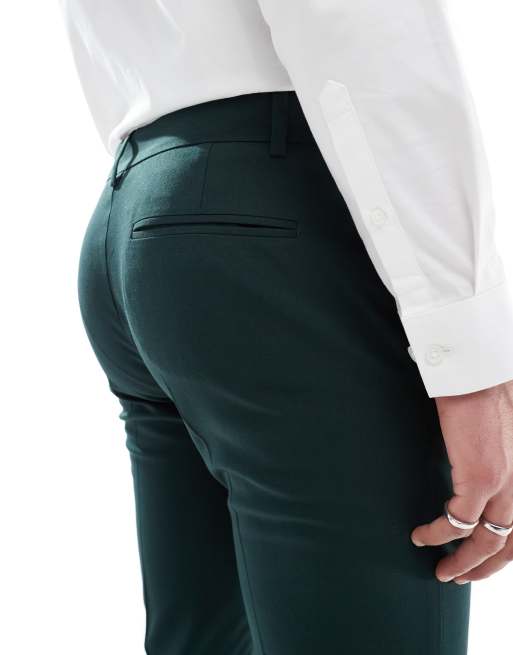 ASOS DESIGN skinny suit pants in dark green, 3 of 5