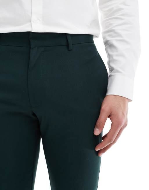ASOS DESIGN skinny suit pants in dark green