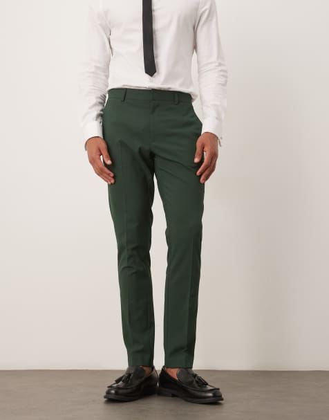 ASOS DESIGN skinny suit trousers in dark green