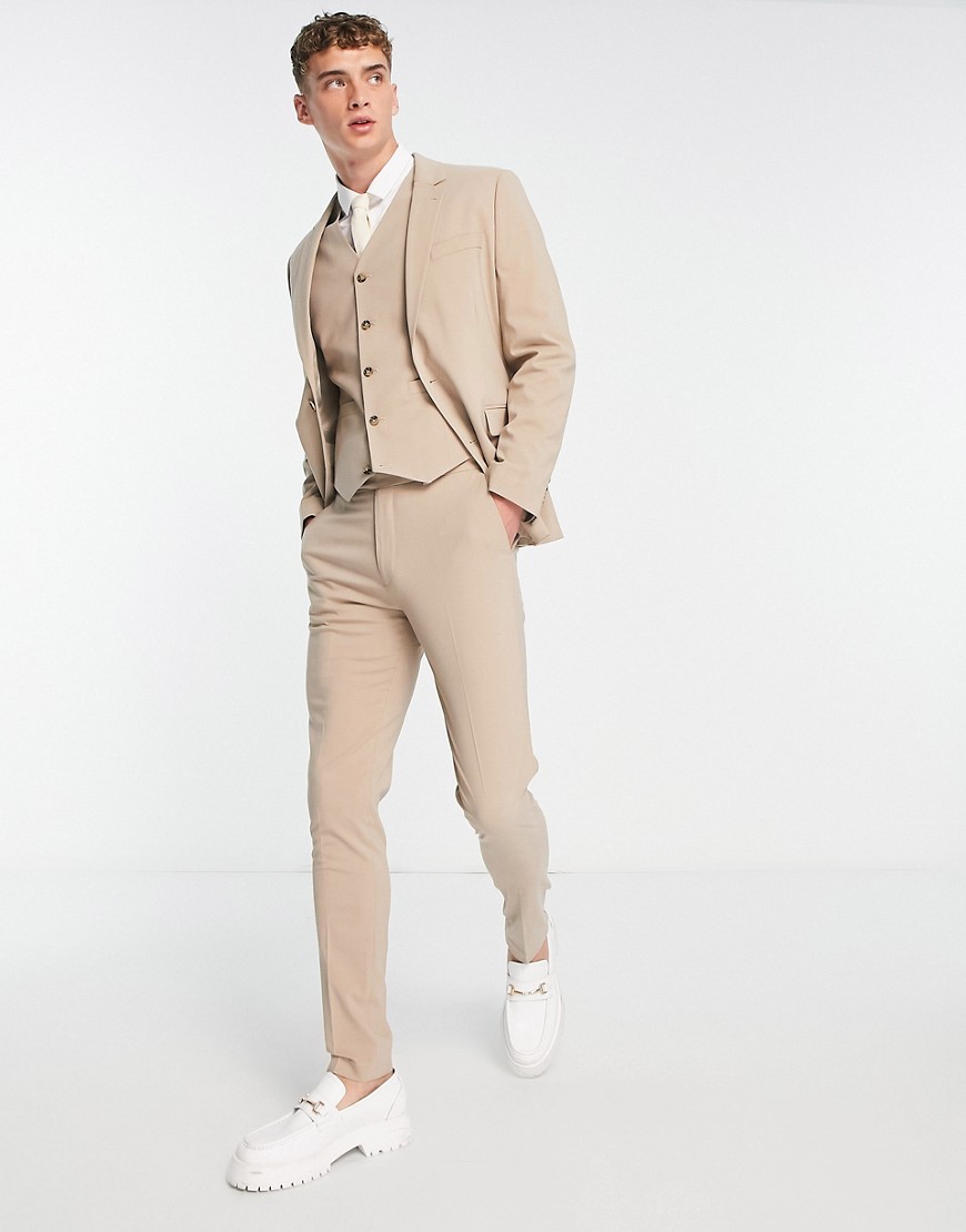 Asos Design Skinny Suit Pants In Dark Stone-neutral