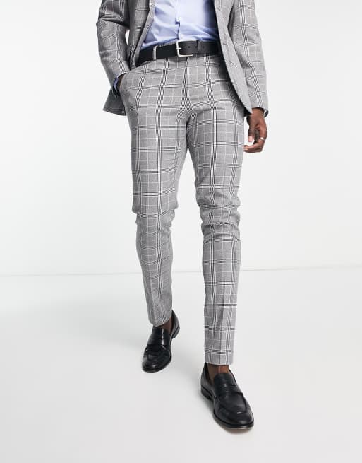 ASOS DESIGN skinny suit pants in gray check