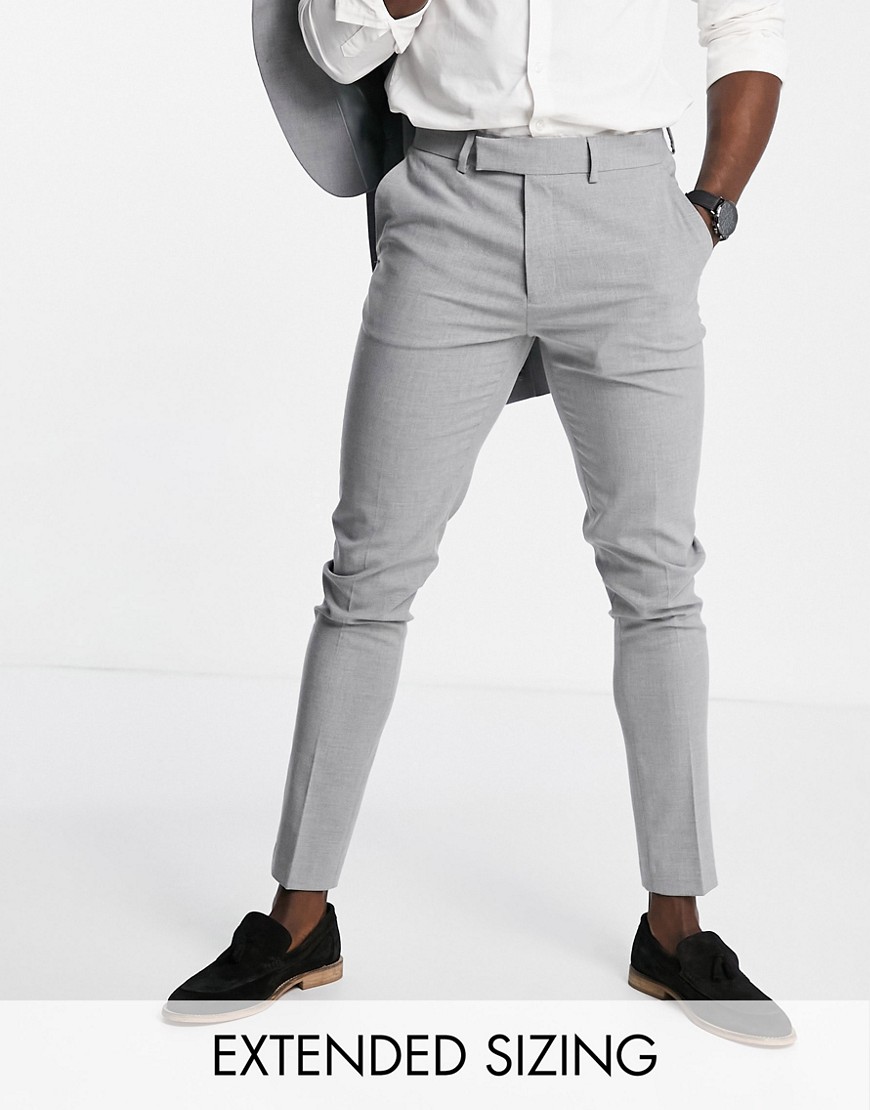 Shop Asos Design Skinny Suit Pants In Gray-grey