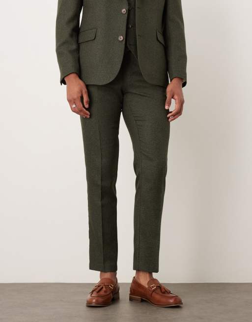 ASOS DESIGN skinny suit pants in green microtexture