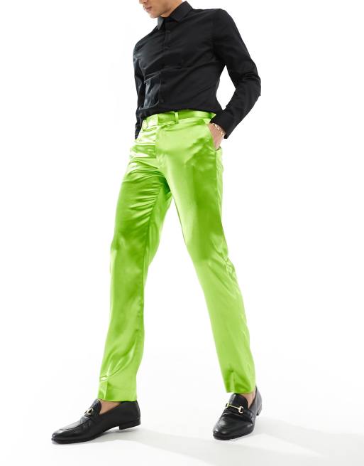 green satin dress pants Deep Green Satin Pants