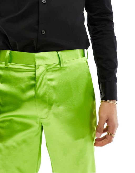 ASOS DESIGN skinny flare suit pants in green