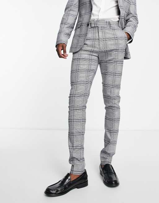 ASOS DESIGN skinny suit pants in large scale blue check