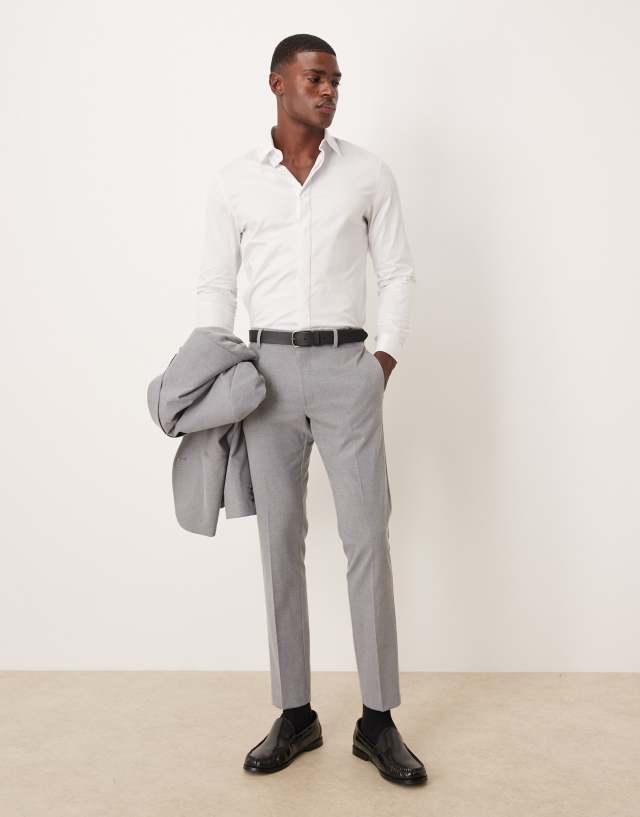 light grey skinny dress pants ASOS DESIGN suit in gray light grey dress pants outfit mens