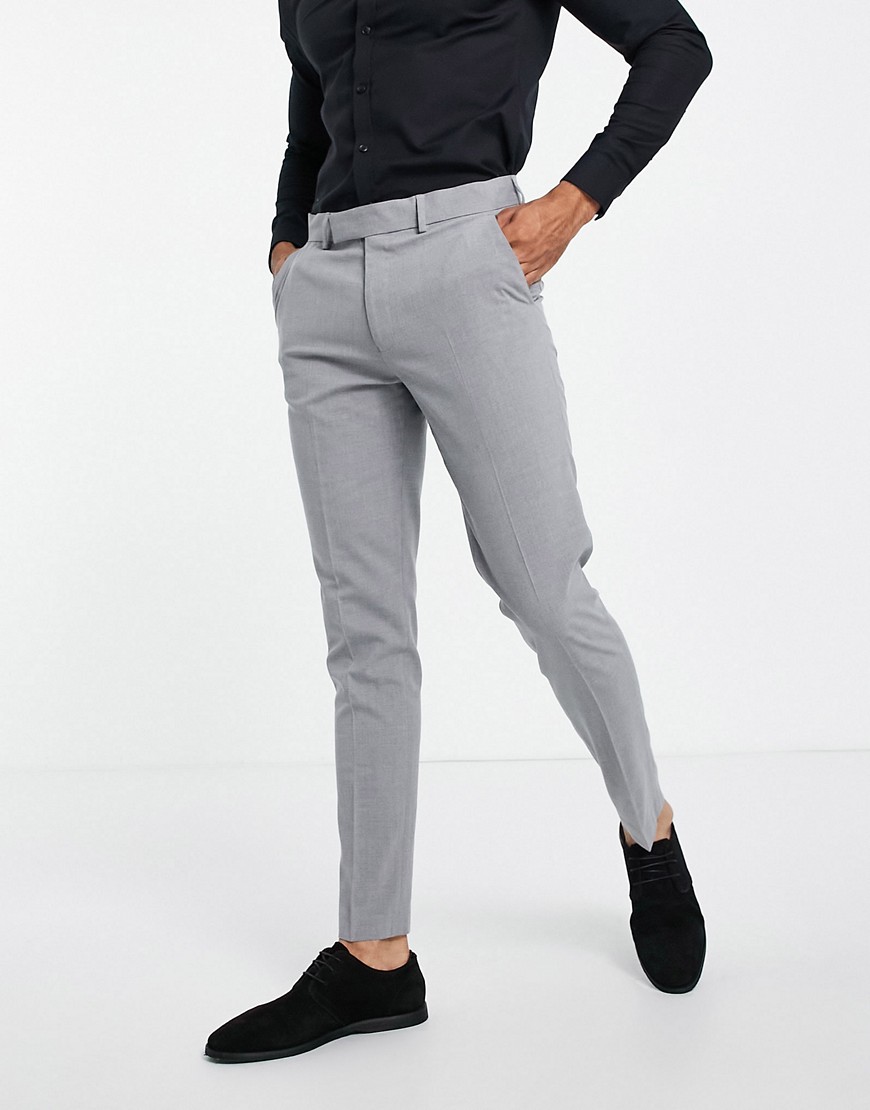 ASOS DESIGN skinny suit pants in mid gray-Grey