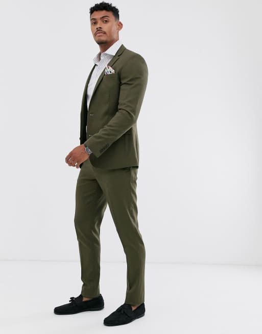 ASOS DESIGN skinny suit pants in olive green