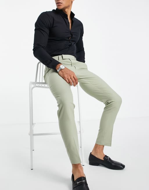 ASOS DESIGN skinny flare suit pants in green