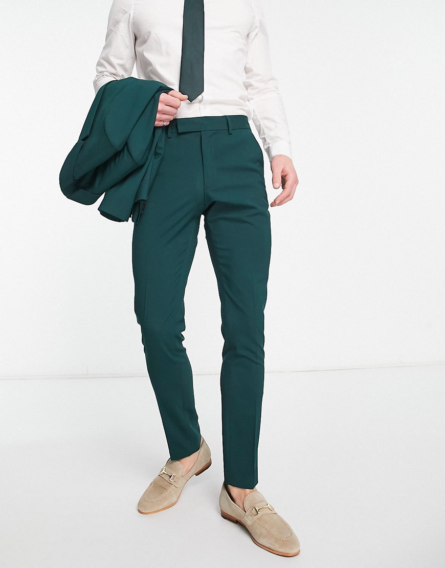 Asos Design Skinny Suit Pants In Pine Green