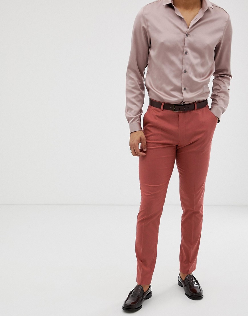 ASOS DESIGN skinny suit pants in pink