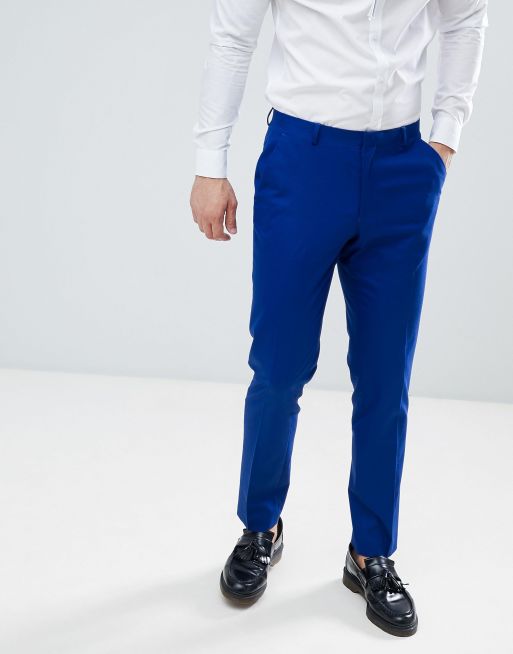 Men's Royal Blue Slim Fit Suit Trousers