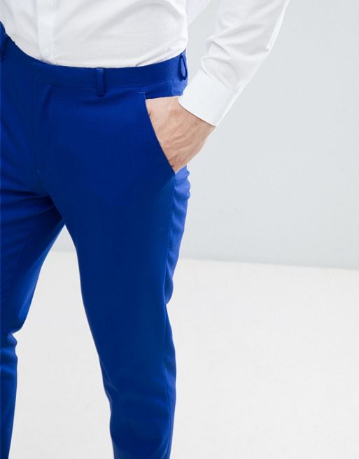 ASOS DESIGN skinny suit pants in royal blue