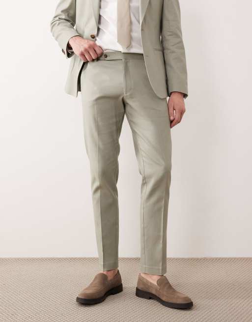 ASOS DESIGN skinny suit pants in sage green linen rich, 4 of 5