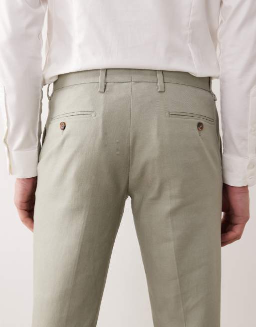 ASOS DESIGN skinny suit pants in sage green linen rich, 5 of 5