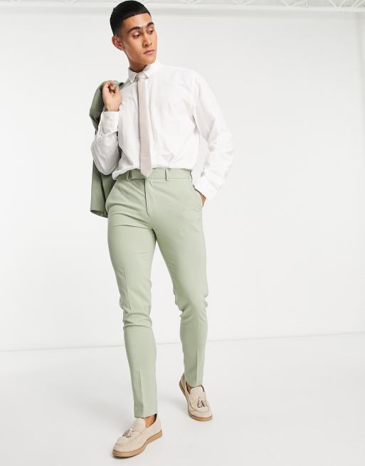 ASOS DESIGN flare suit pants in sage green - ShopStyle