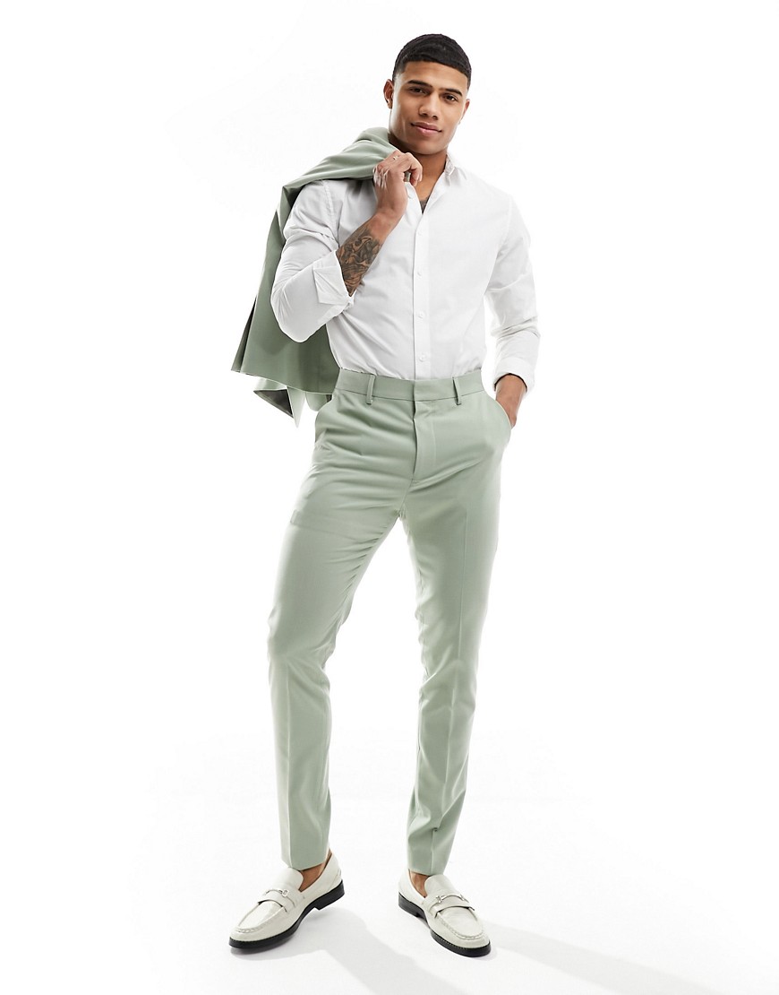 Asos Design Skinny Suit Pants In Sage Green